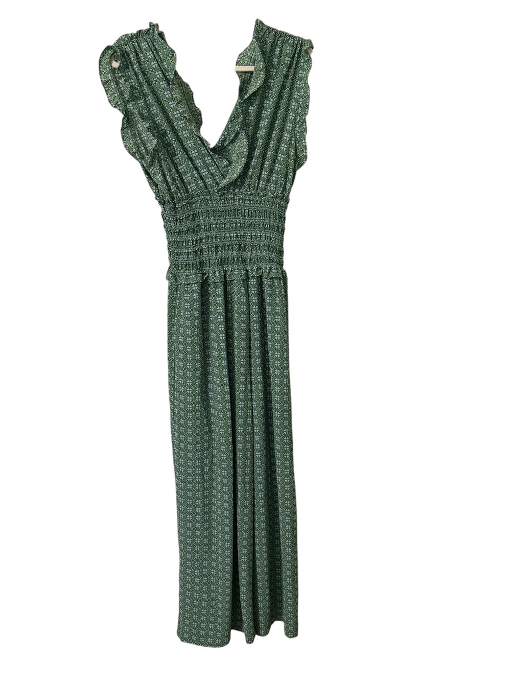 MAX STUDIO Green Floral Wide Leg Jumpsuit